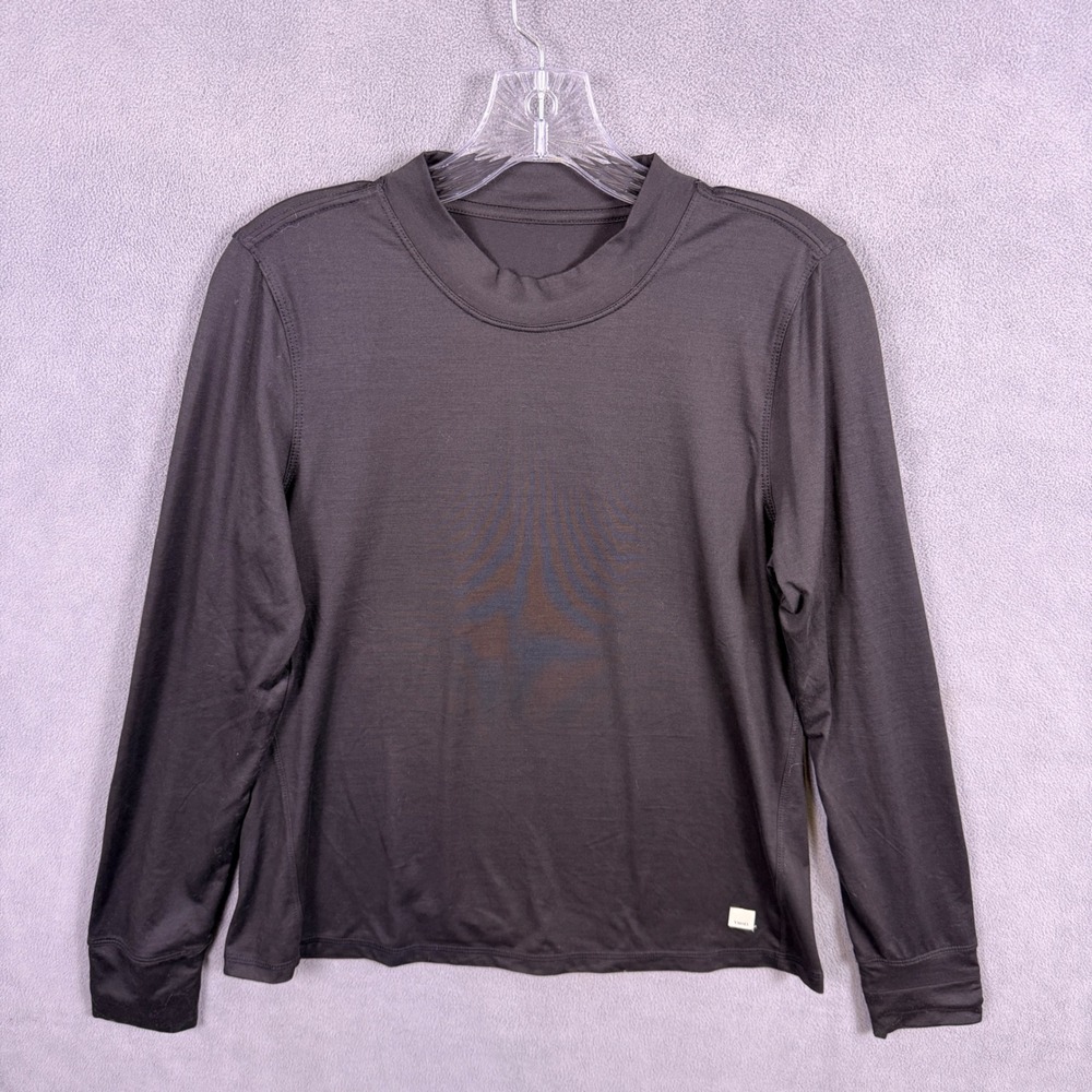 Vuori Long Sleeve Top Womens Medium? Black Mock Neck Activewear Zipper Pocket